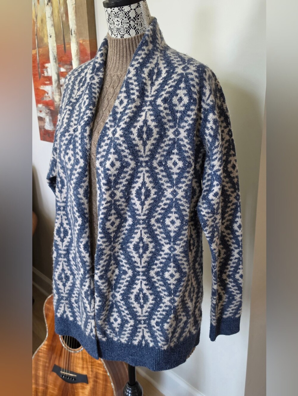 Pendleton Blue And White Cardigan Womens Size Medium